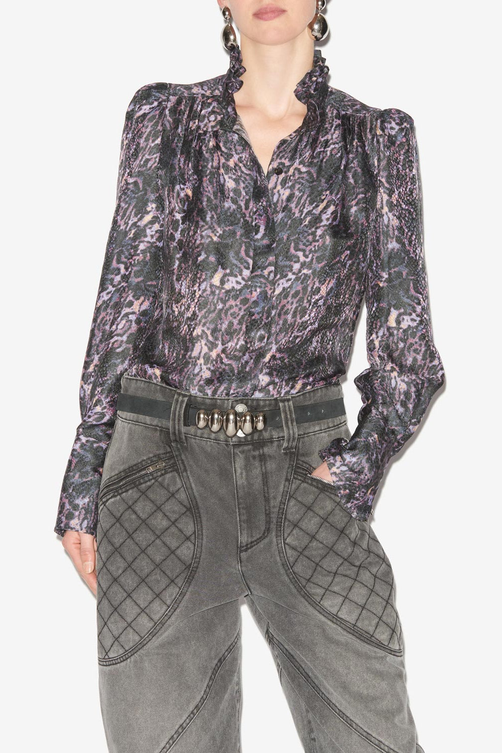 Blusa lamia fluida estampada - Dark plum - Woman - 4