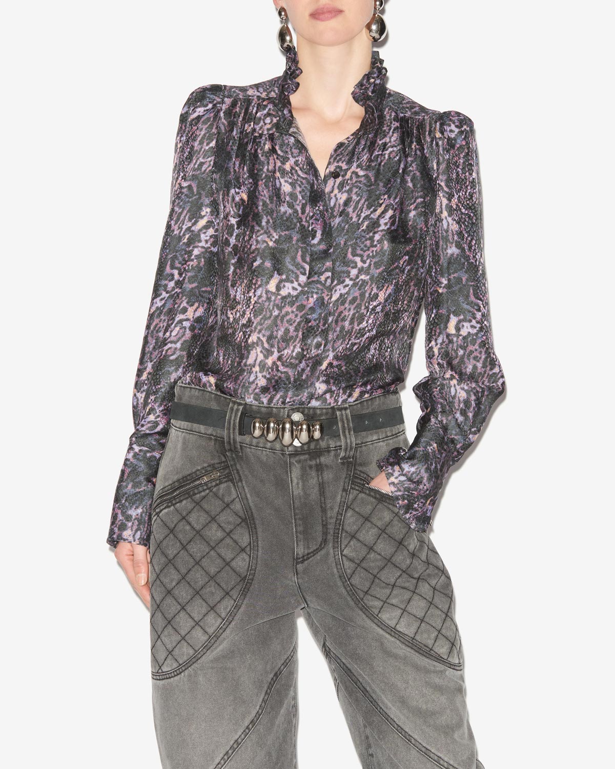 라미아(lamia) 플로위 프린트 블라우스 - Dark plum - Woman - 3