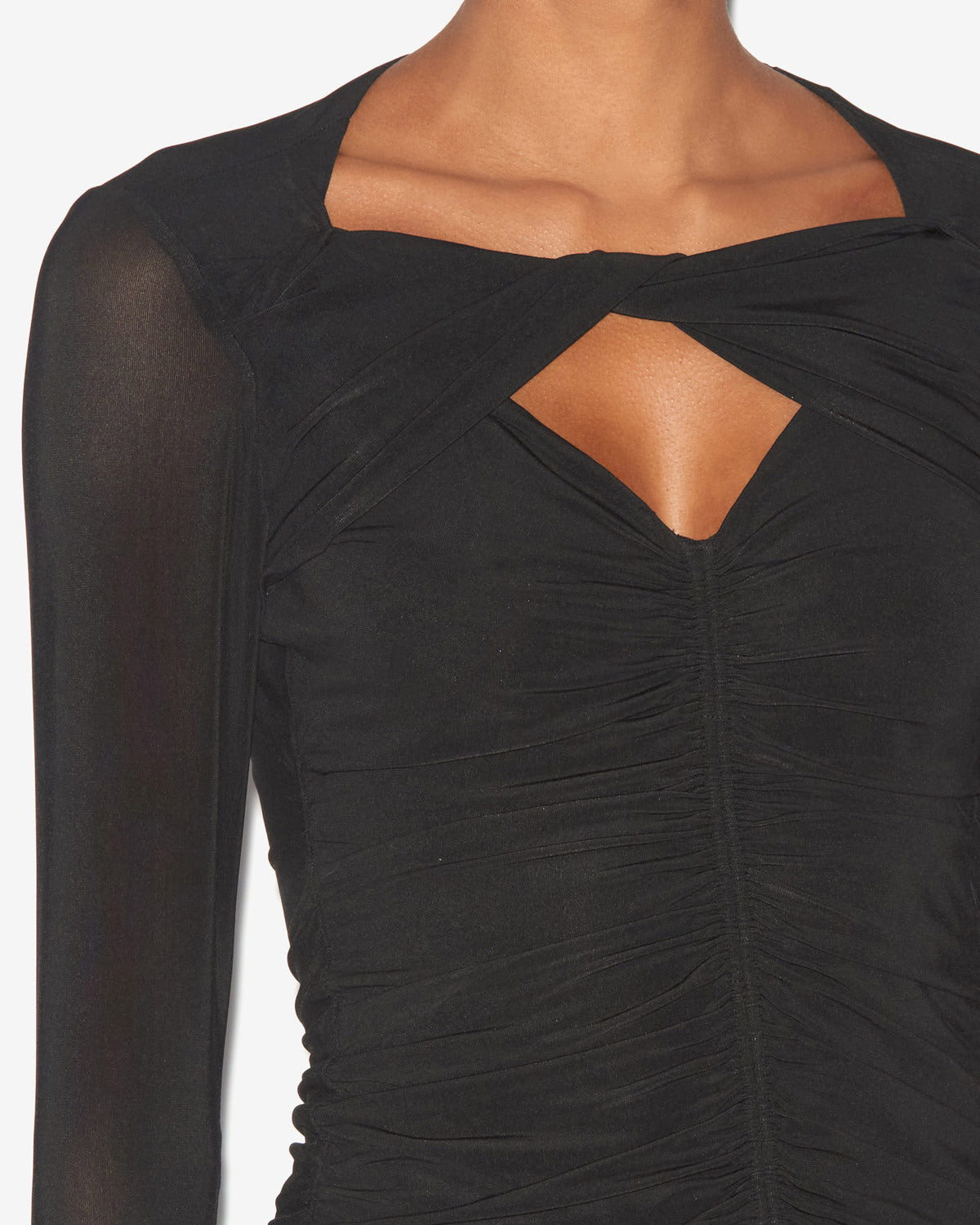 Top vandalia in jersey arricciato - Nero - Woman - 2