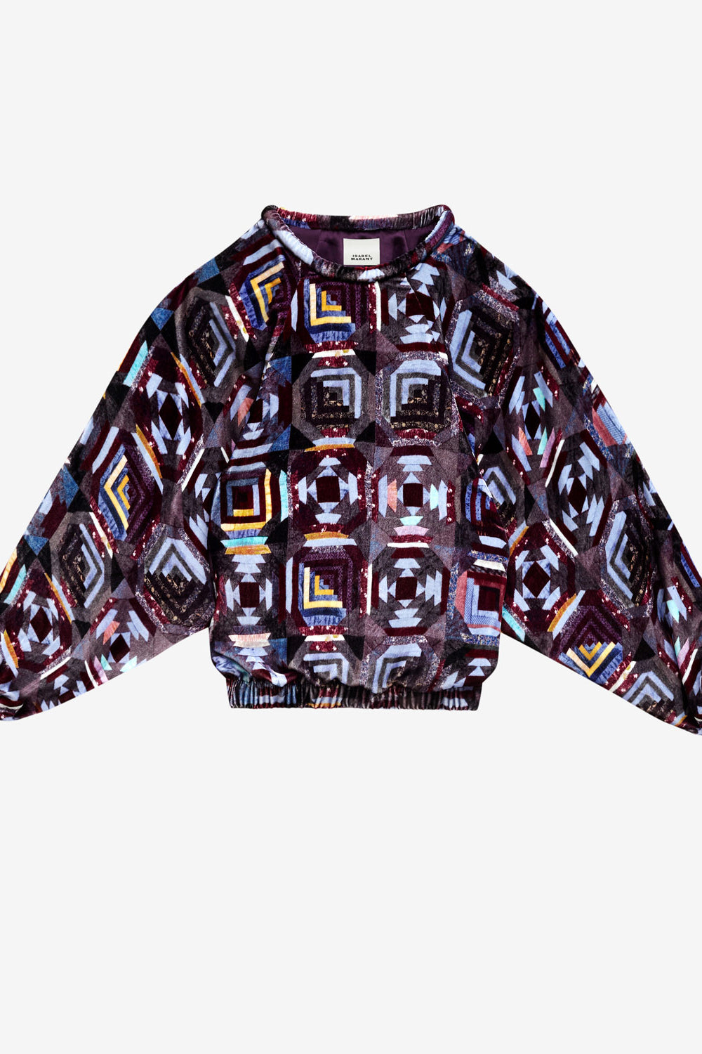 다비아(dabia) 벨벳 프린트 탑 - Plum - Woman - 1