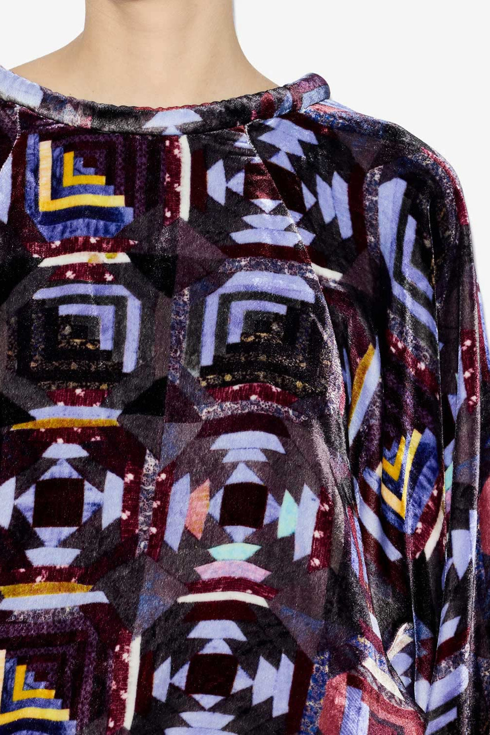 다비아(dabia) 벨벳 프린트 탑 - Plum - Woman - 3