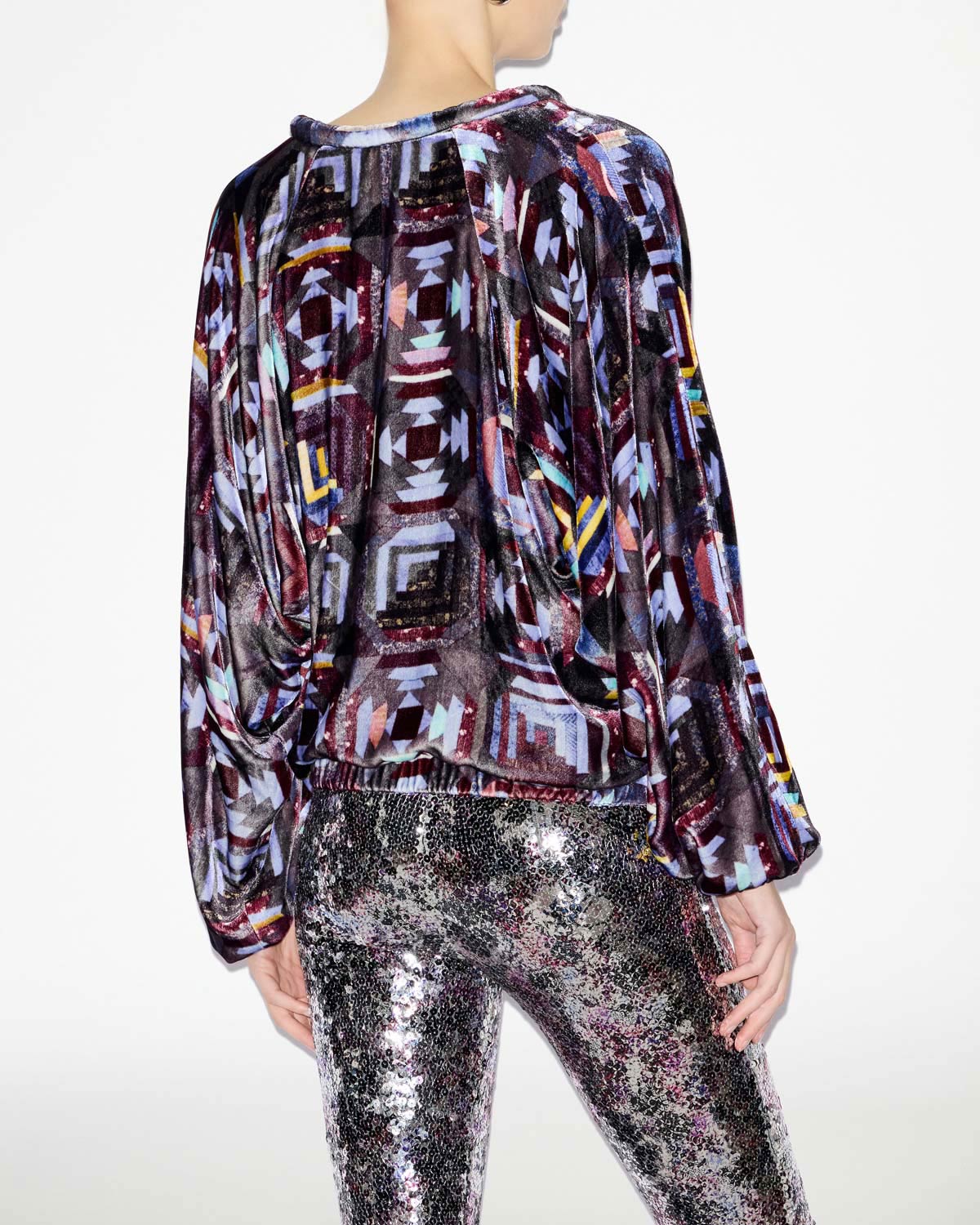 Top dabia de terciopelo estampado - Plum - Woman - 4