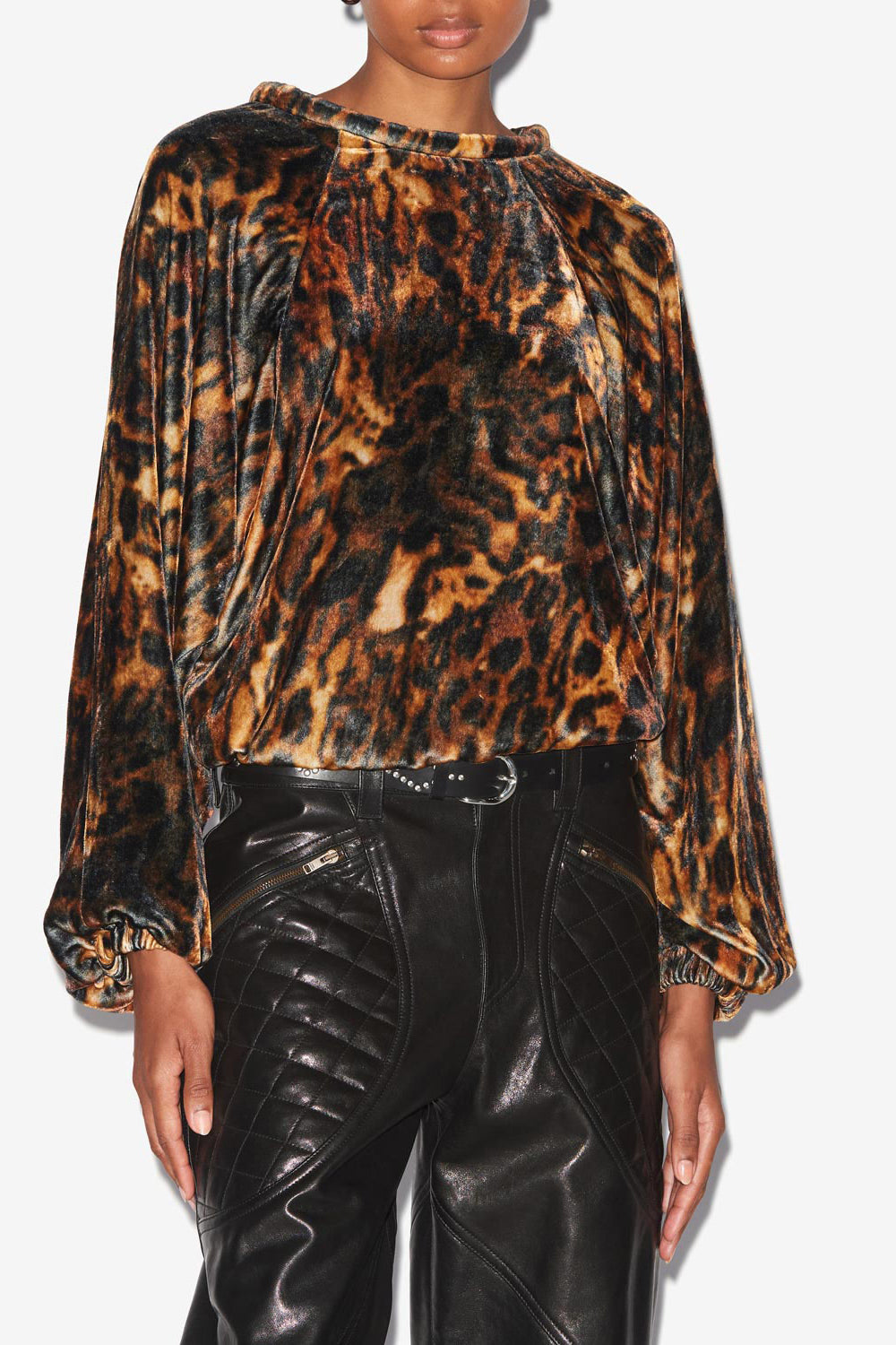 Top dabia de terciopelo estampado - Leopard - Woman - 4