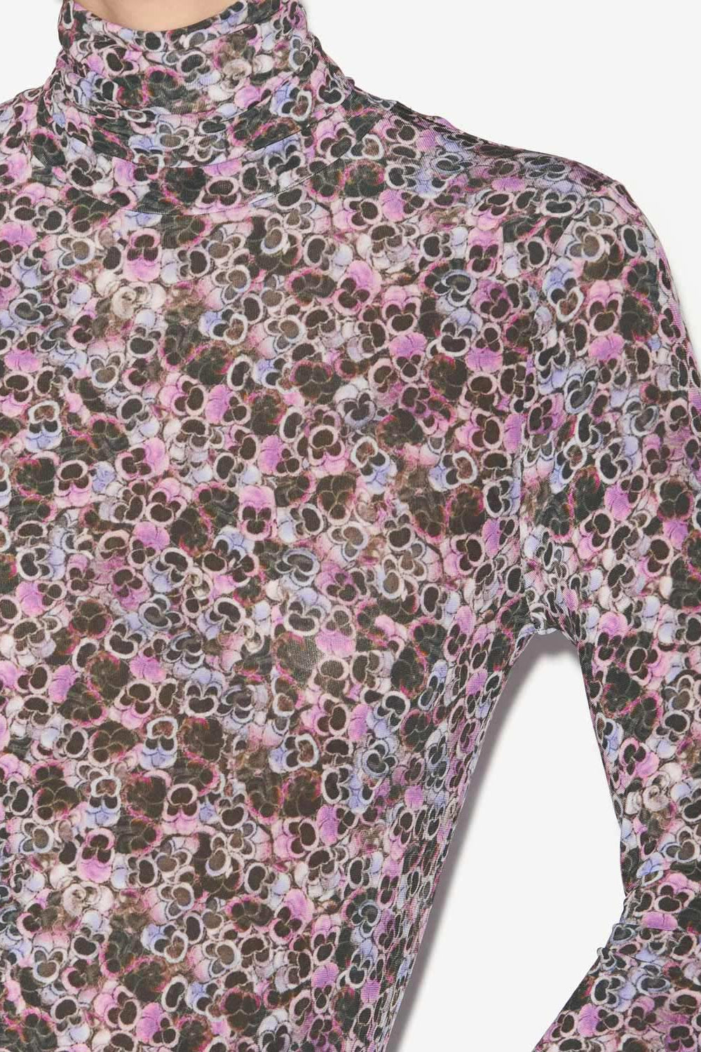 Top joyela de punto estampado con cuello alto - Púrpura - Woman - 3