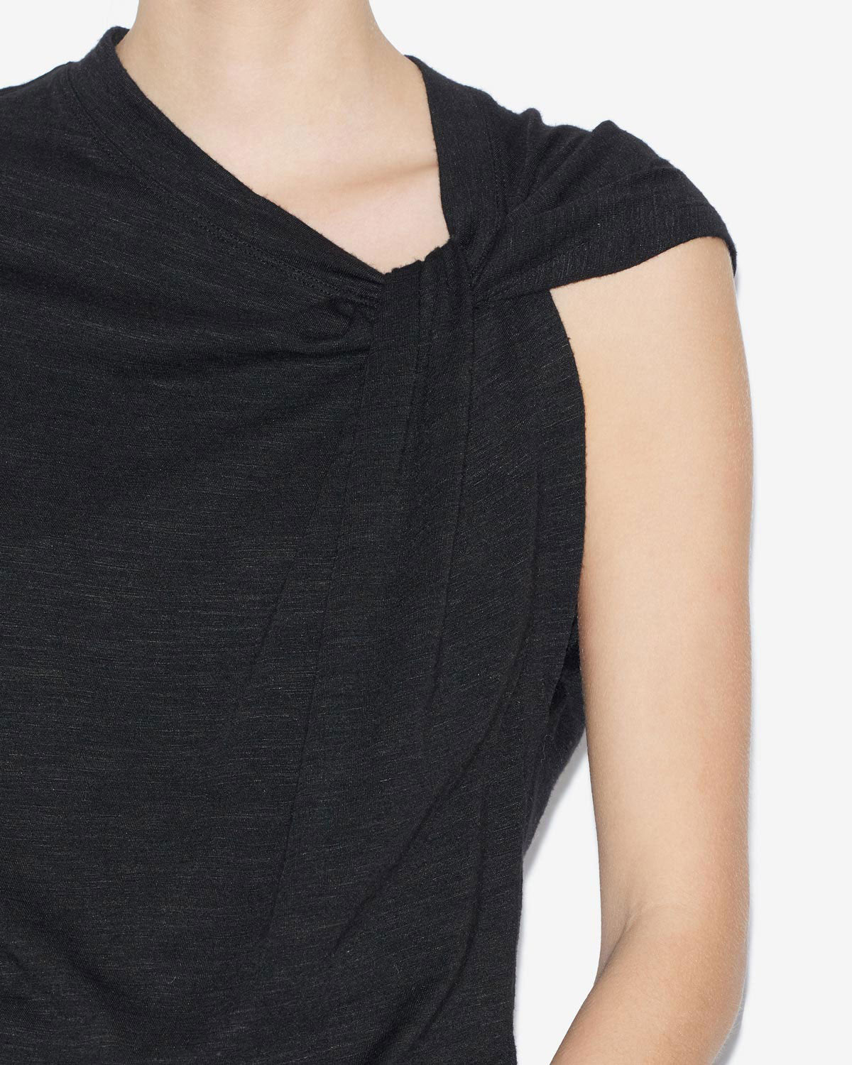 Camiseta naydali asimétrica lisa - Negro - Woman - 2