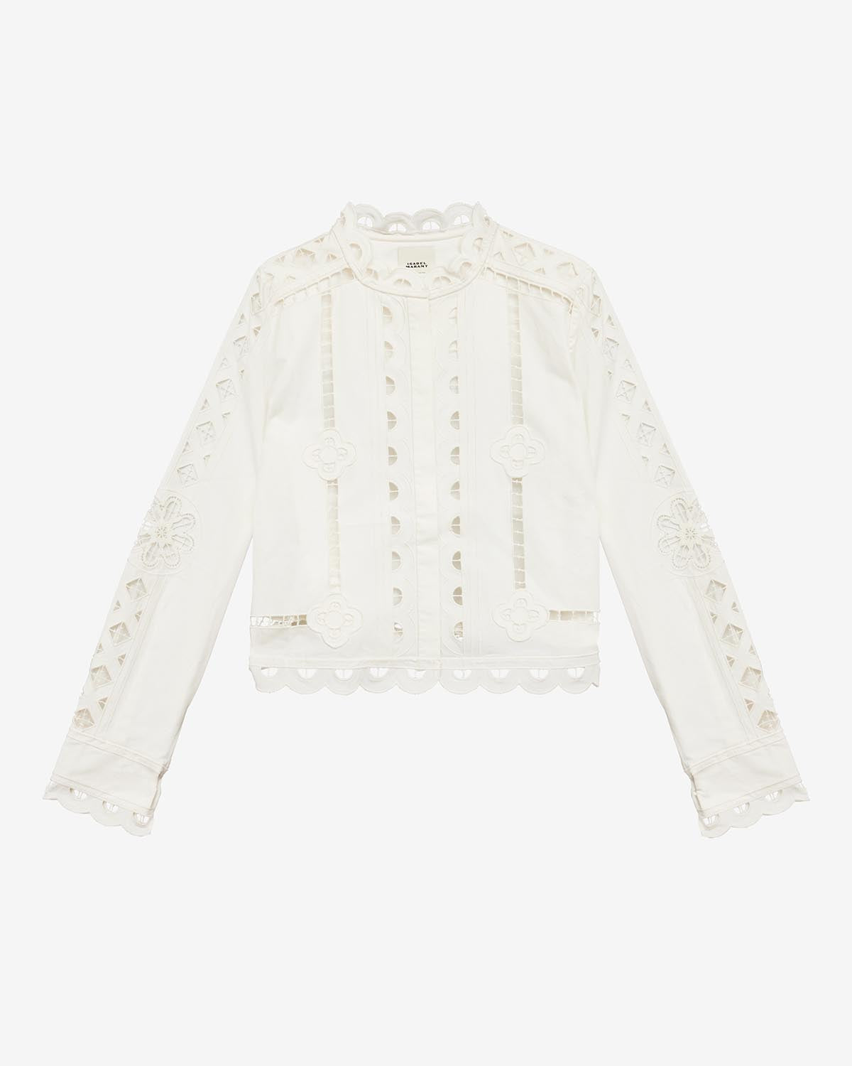 페를린(perline) 플레인 코튼 잉글리쉬 자수 탑 - 하얀색 - Woman - 5