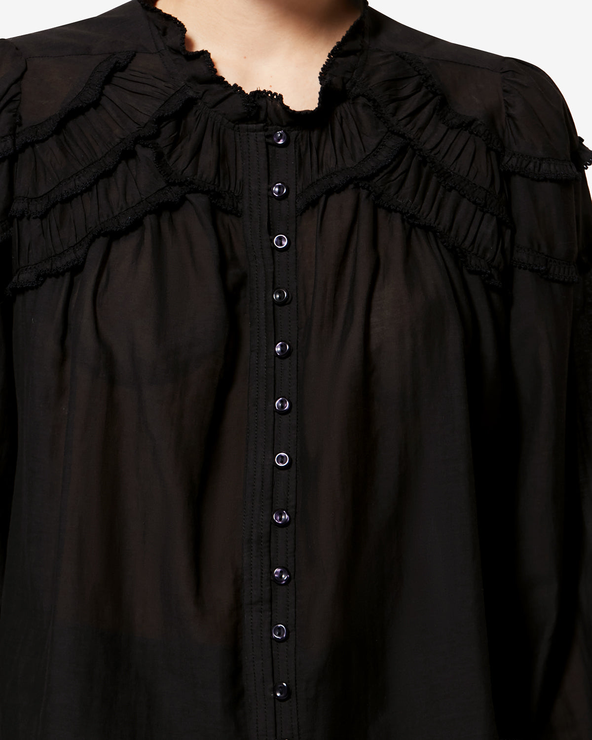 Bluse aus geraffter baumwolle christa - Schwarz - Woman - 2