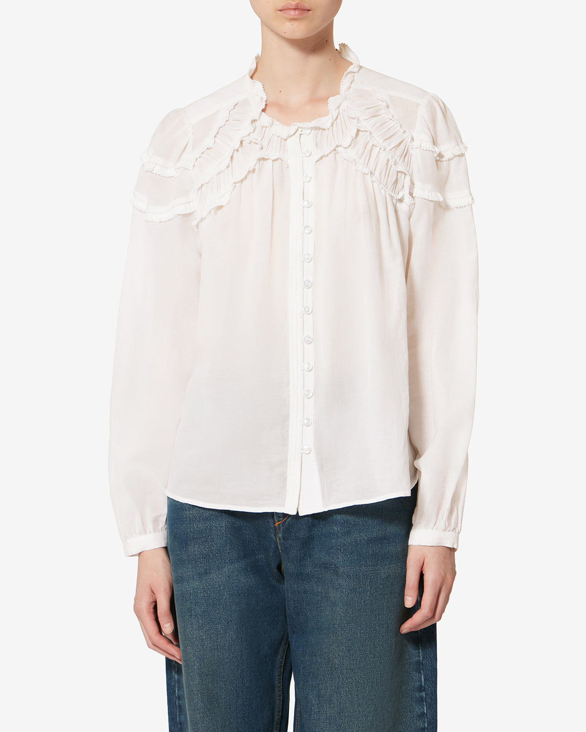 Christa gathered cotton blouse - White - Woman - 3