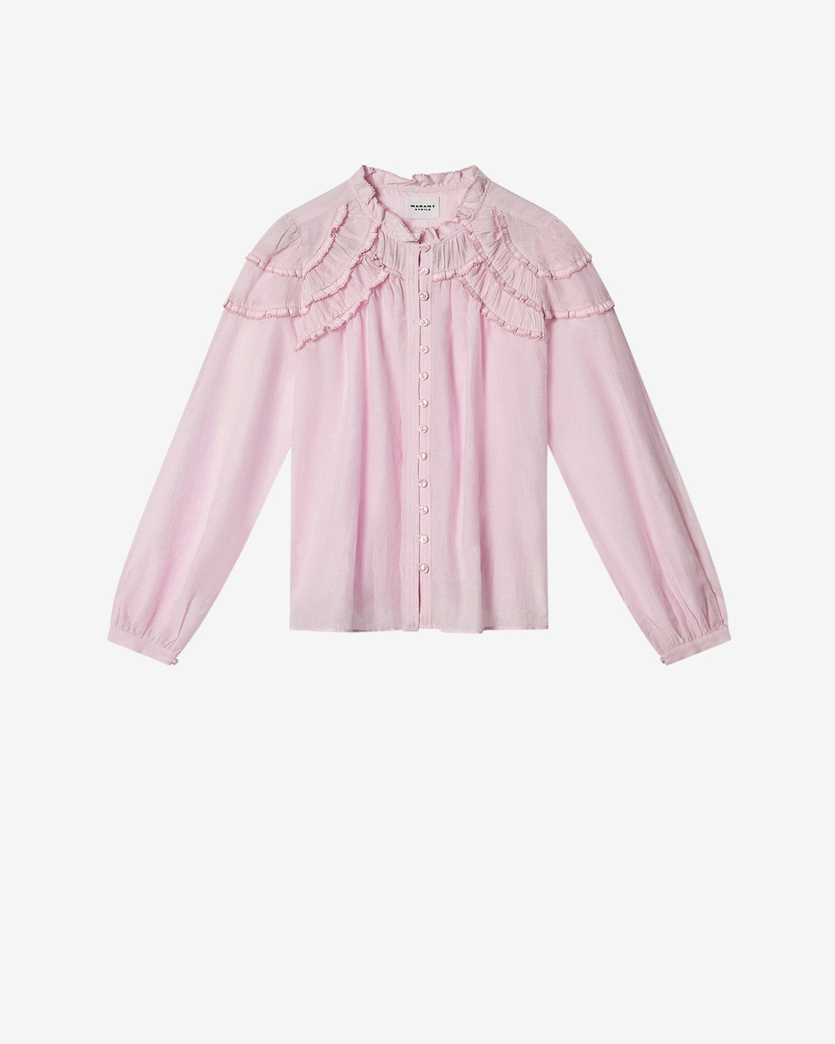 Blusa de voile de algodón con volantes christa - Light pink - Woman - 5