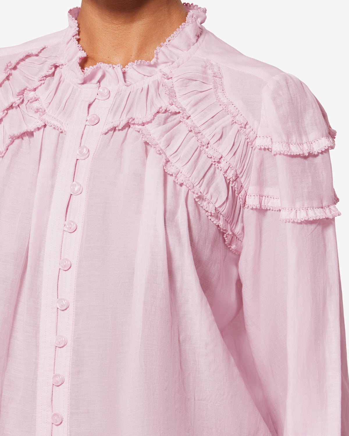 Blusa de voile de algodón con volantes christa - Light pink - Woman - 2