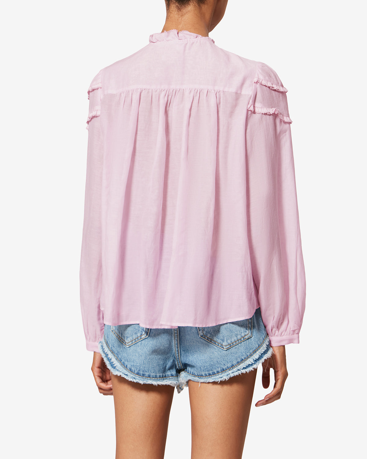Blusa de voile de algodón con volantes christa - Light pink - Woman - 4