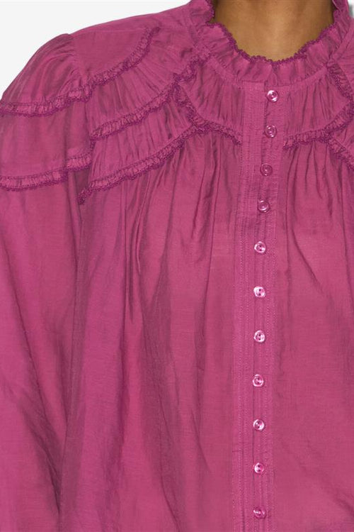 Blusa christa en algodón fruncido - Rosa - Woman - 3