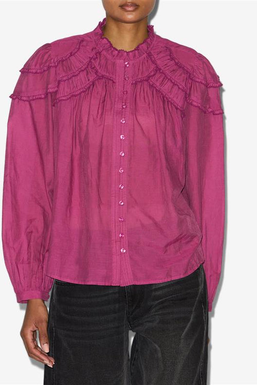 Blusa christa en algodón fruncido - Rosa - Woman - 2
