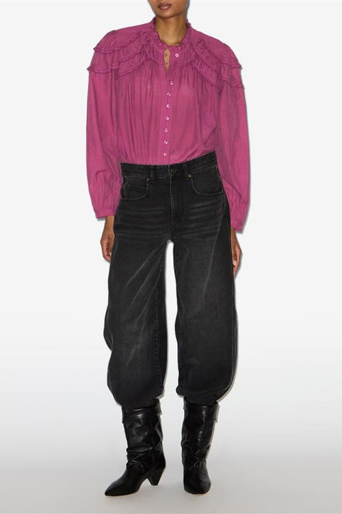 Blusa christa en algodón fruncido - Rosa - Woman - 4