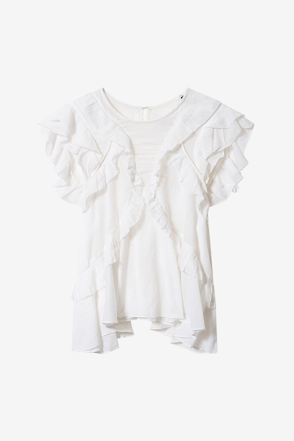 Nalou frilly cotton voile top - White - Woman - 1