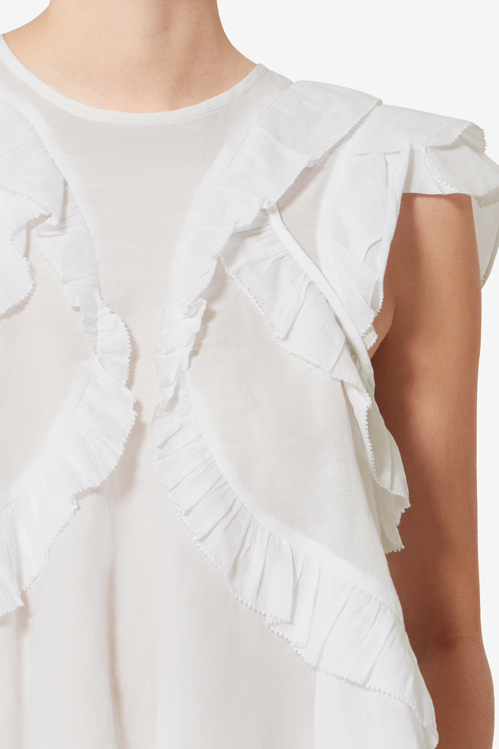 Nalou frilly cotton voile top - White - Woman - 3