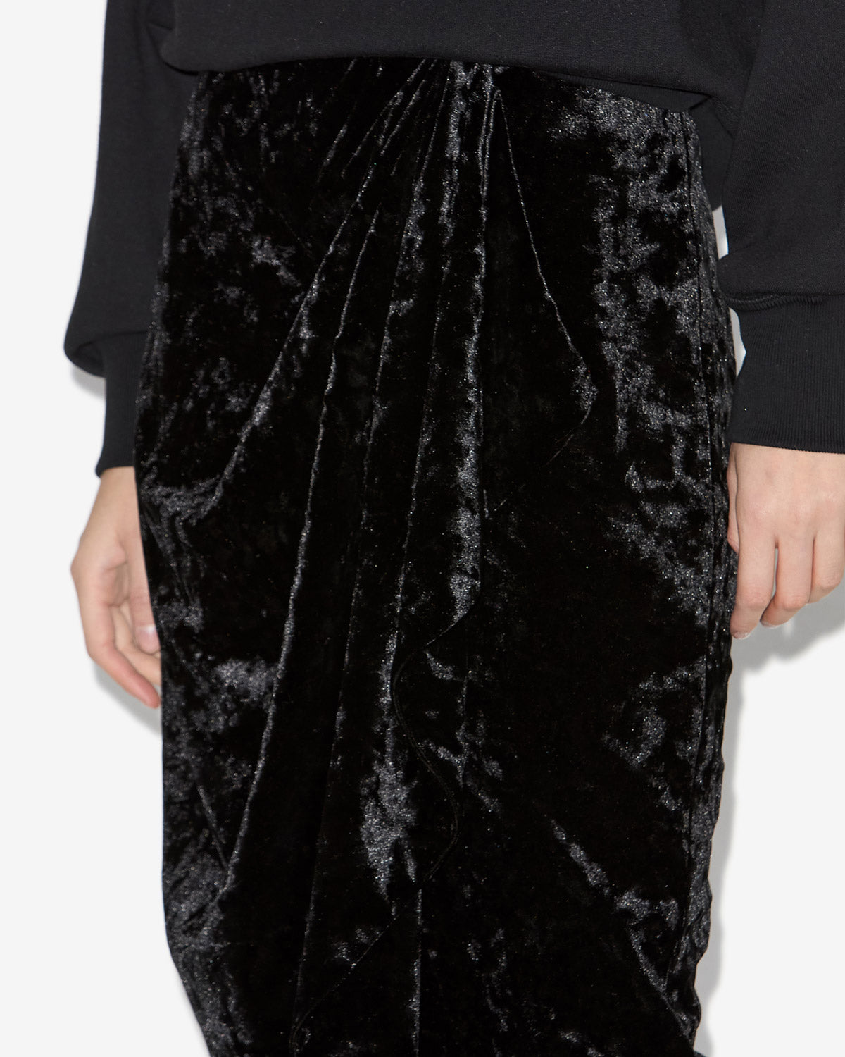 Alyssa draped velvet skirt - Black - Woman - 2