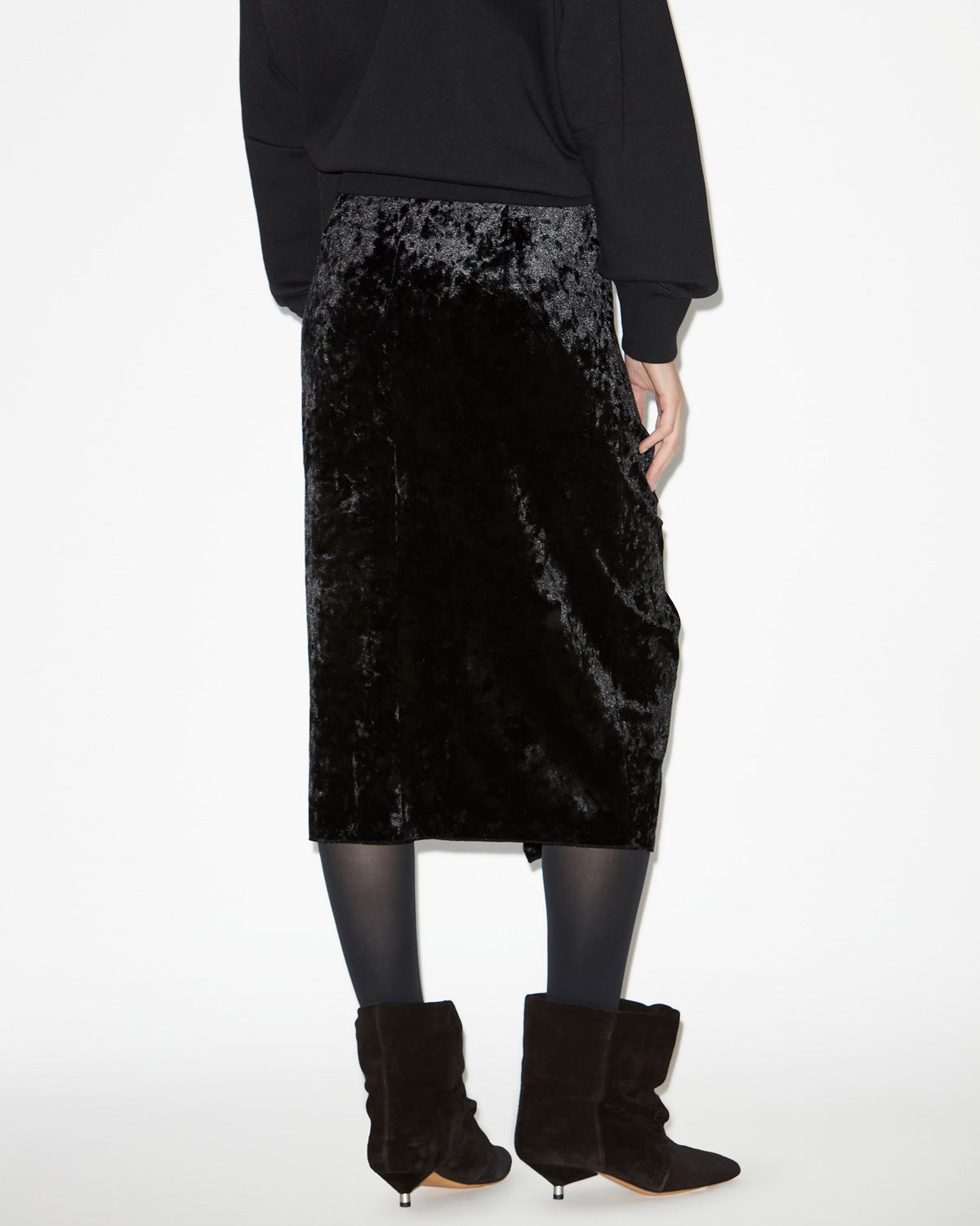 Alyssa draped velvet skirt - Black - Woman - 4