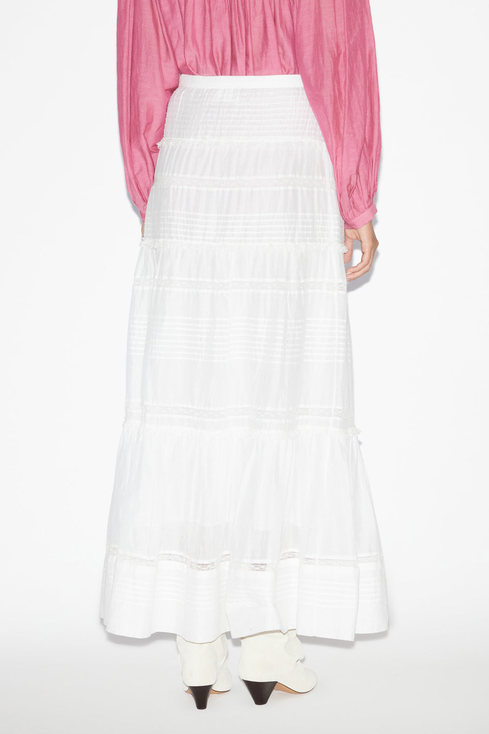 Gonna lunga gihane in voile di cotone tinta unita - Bianco - Woman - 5