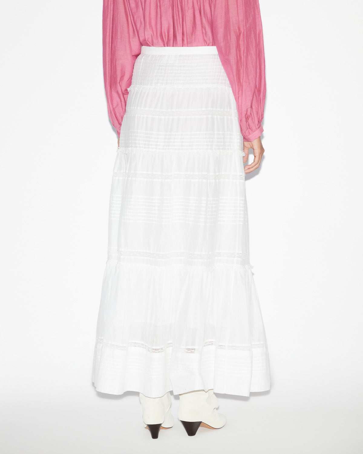 Gihane long skirt in plain-colored cotton voile - White - Woman - 4
