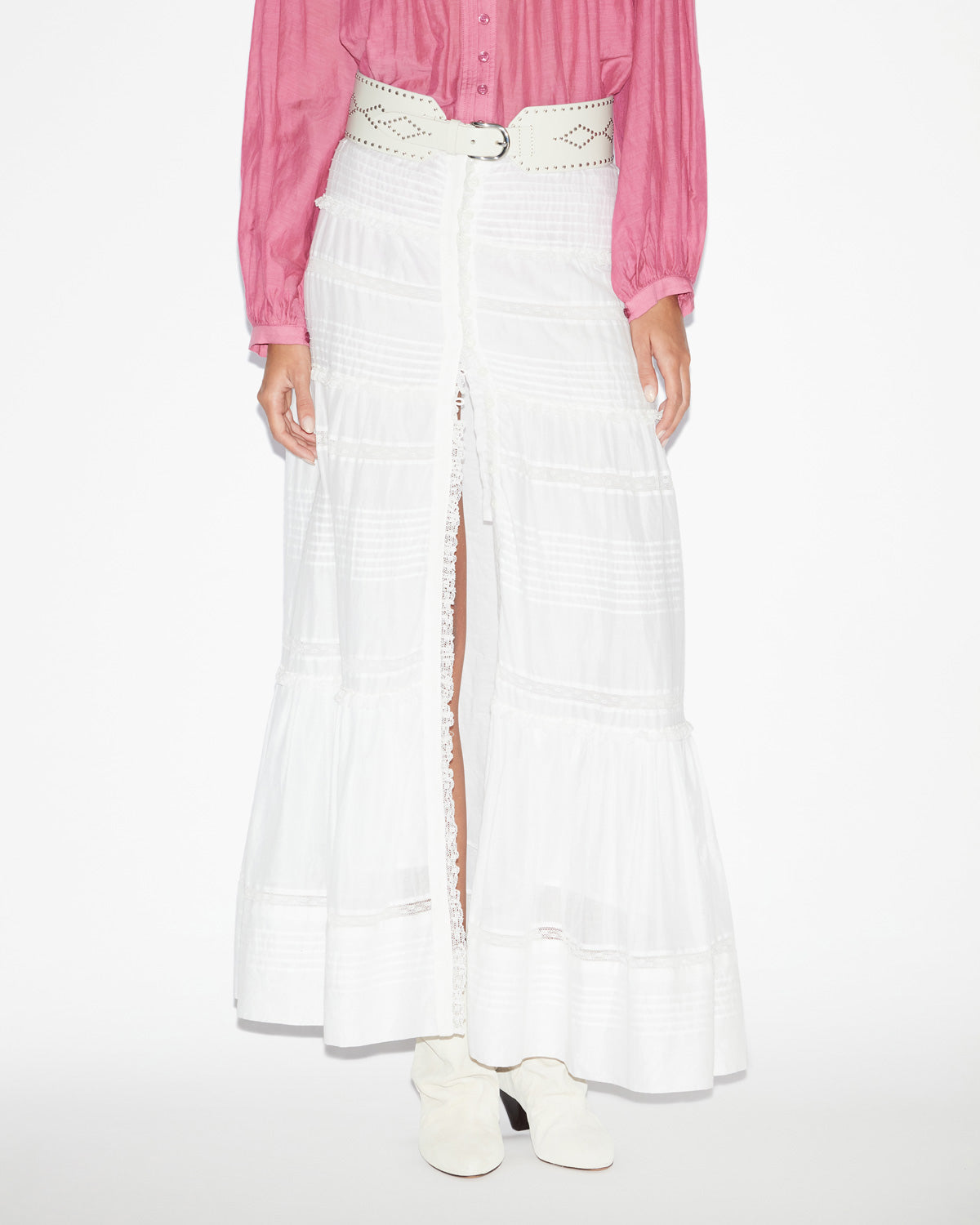Gihane long skirt in plain-colored cotton voile - White - Woman - 3