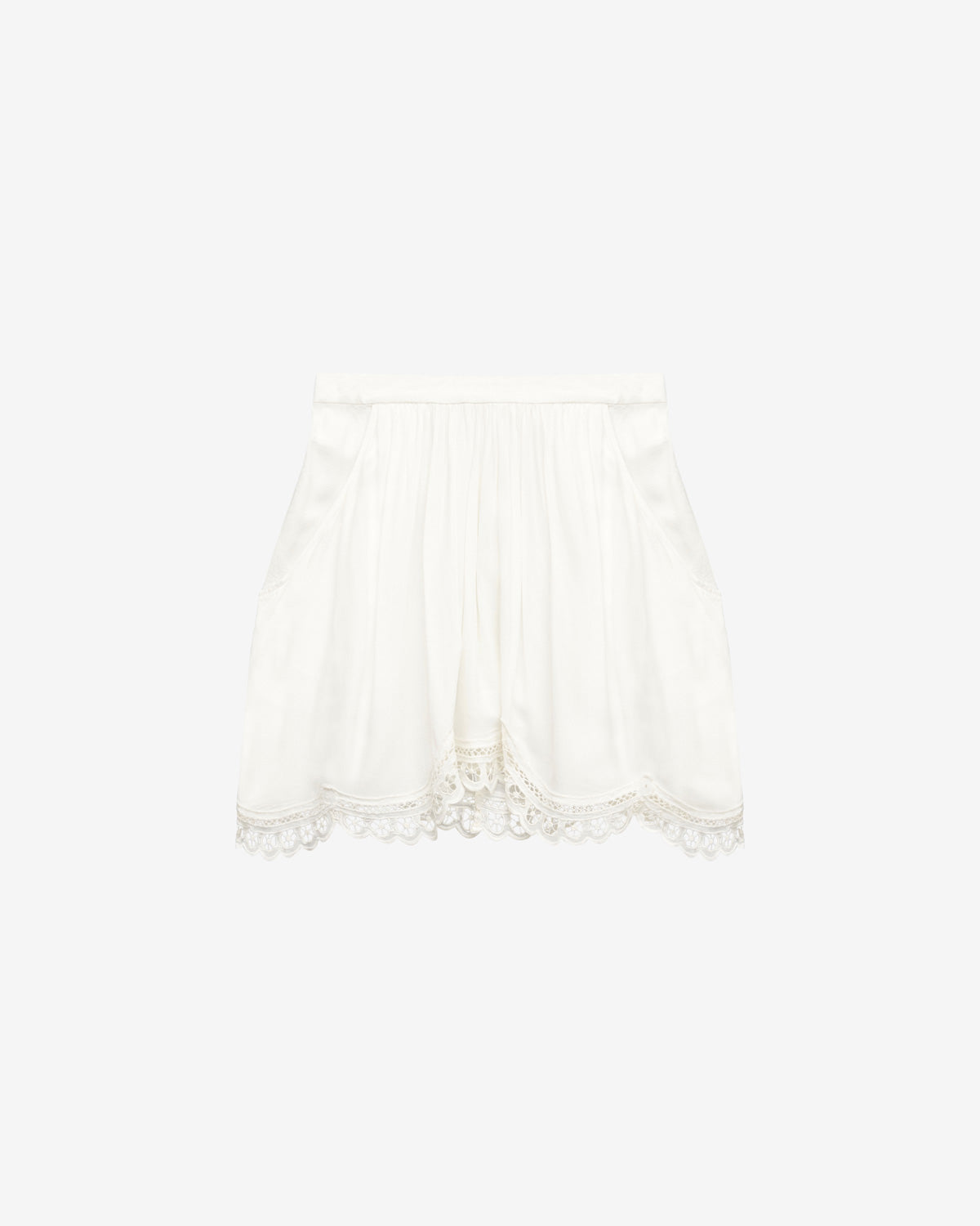 Falda francesca de crepé liso con bordado inglés - Blanco - Woman - 5