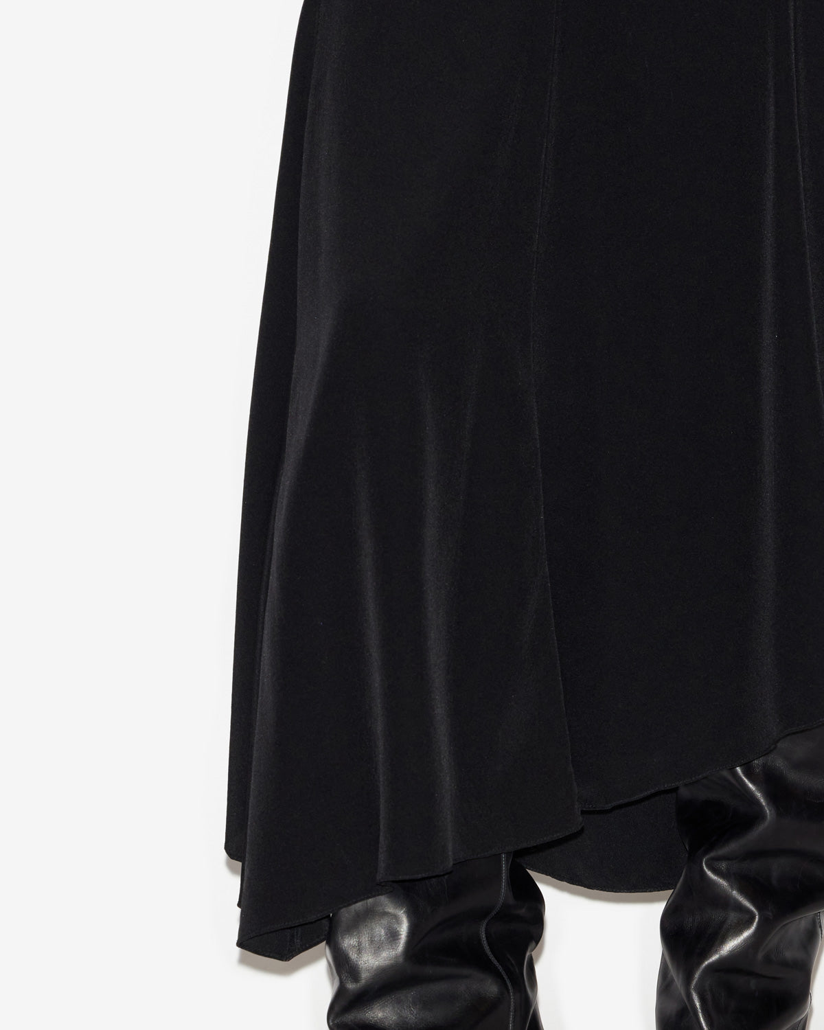 Hortensia midi skirt in plain-colored crêpe de chine - Black - Woman - 2