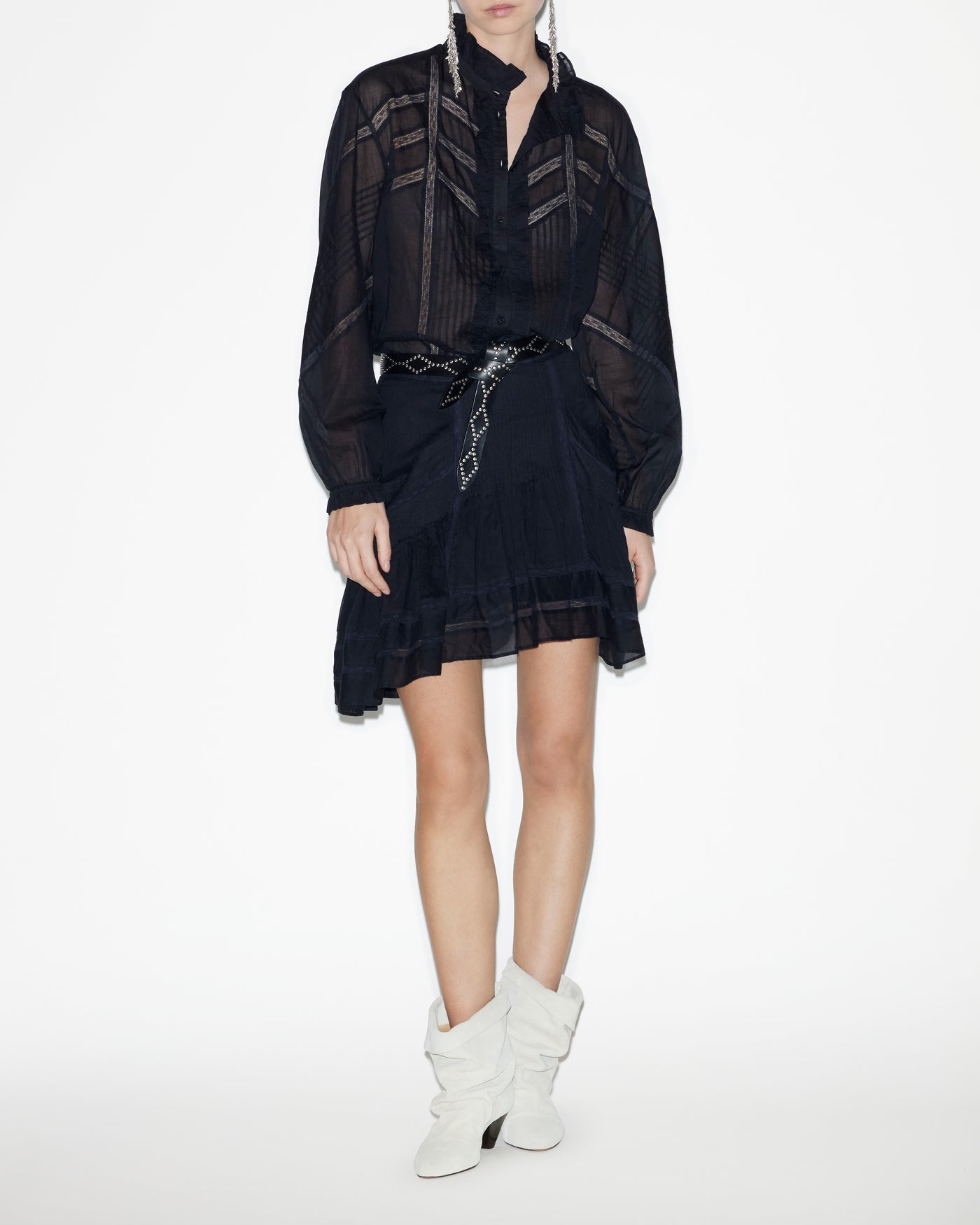 Giuliani short skirt in plain-colored cotton voile - Black - Woman - 1