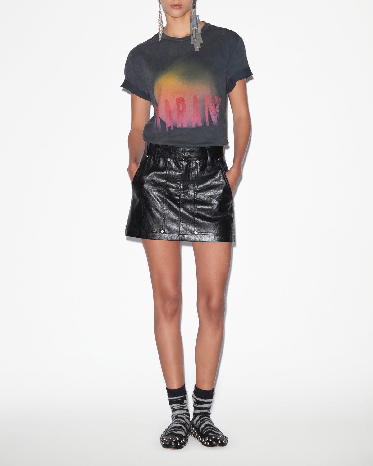 Jupe anais courte effet cuir - Noir - Woman - 1