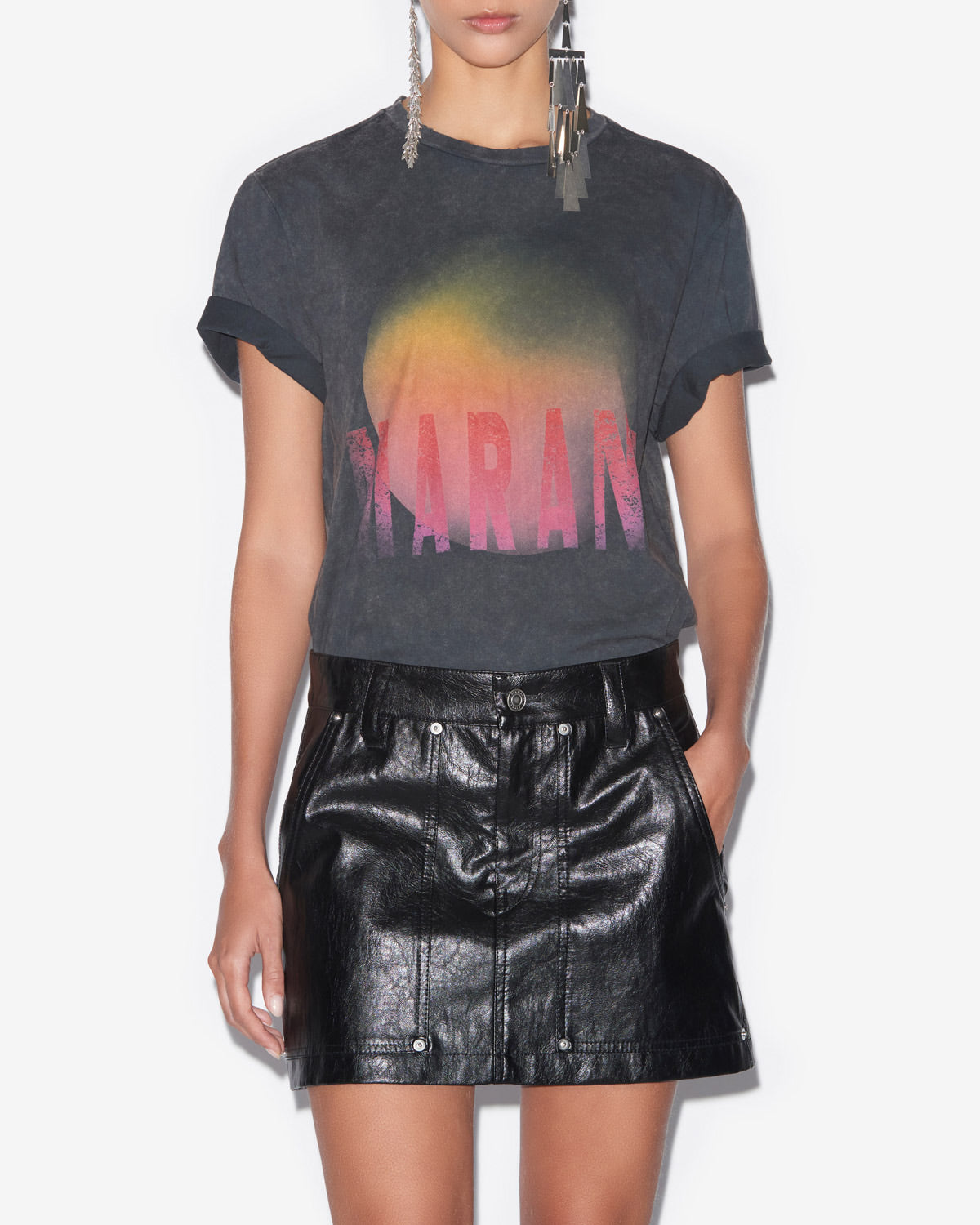 Jupe anais courte effet cuir - Noir - Woman - 3