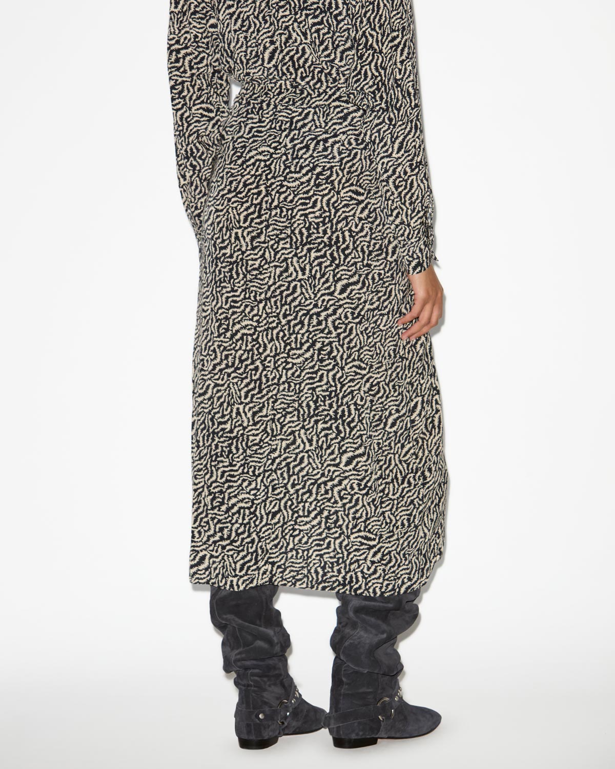 Vanille printed flowing midi skirt - Ecru and black - Woman - 4