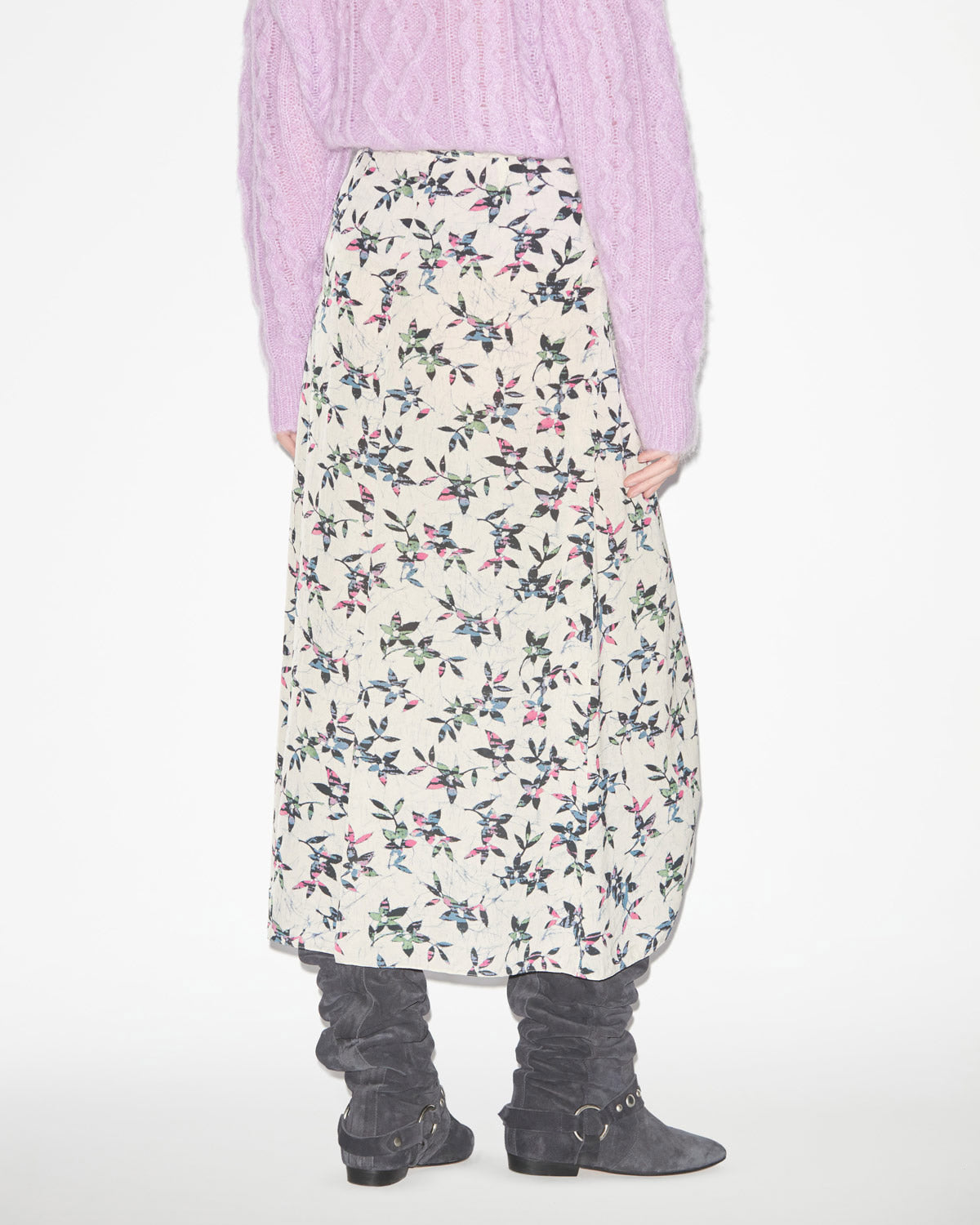 Vanille printed flowing midi skirt - Ecru-midnight - Woman - 4