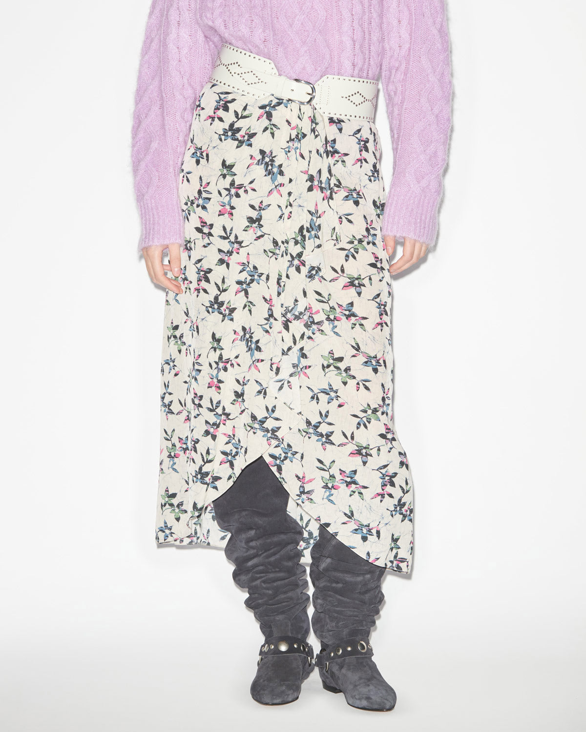 Vanille printed flowing midi skirt - Ecru-midnight - Woman - 3