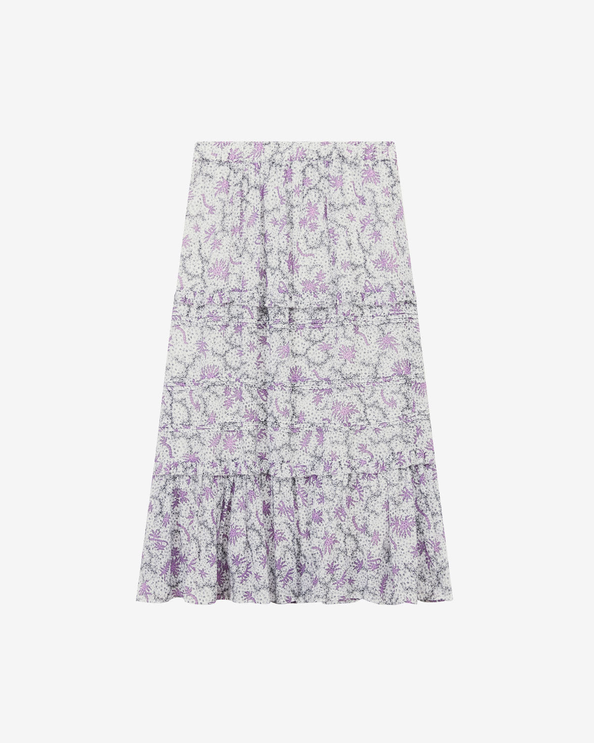 Diya long skirt in printed cotton voile - Ecru-lilac - Woman - 5