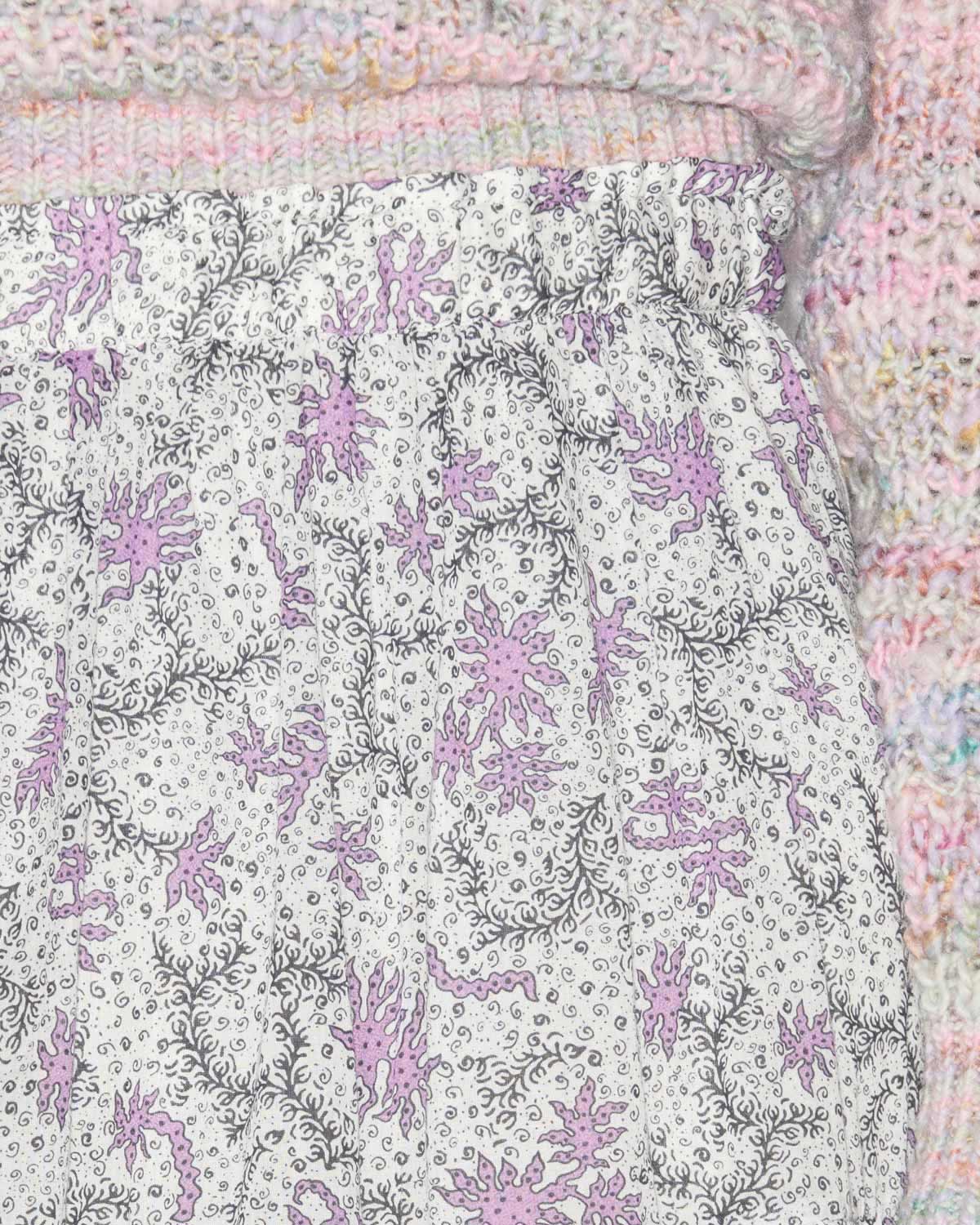 Diya long skirt in printed cotton voile - Ecru-lilac - Woman - 2