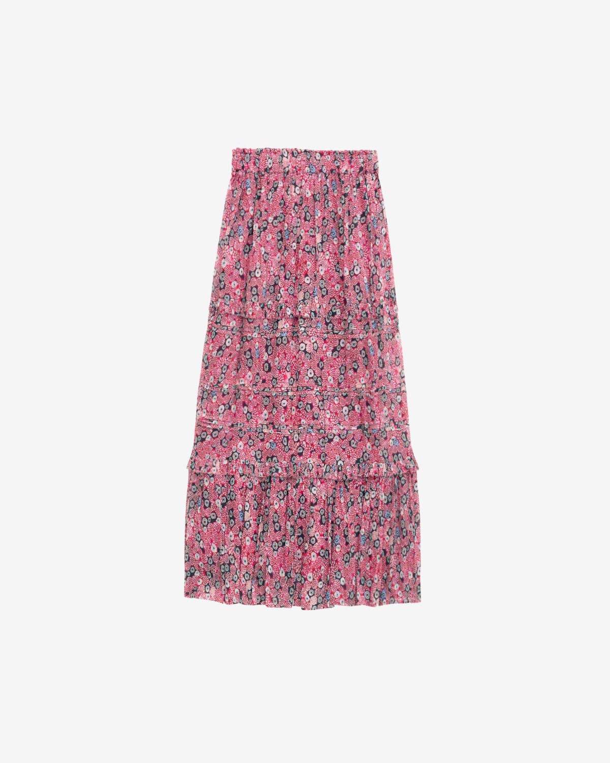 Gonna diya lunga in voile di cotone stampato - Raspberry-black - Woman - 5