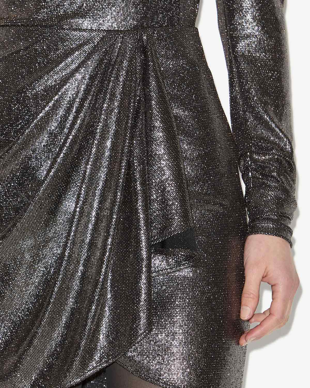 Kurzer, drapierter rock brisha im metallic-look - Metallic black - Woman - 2