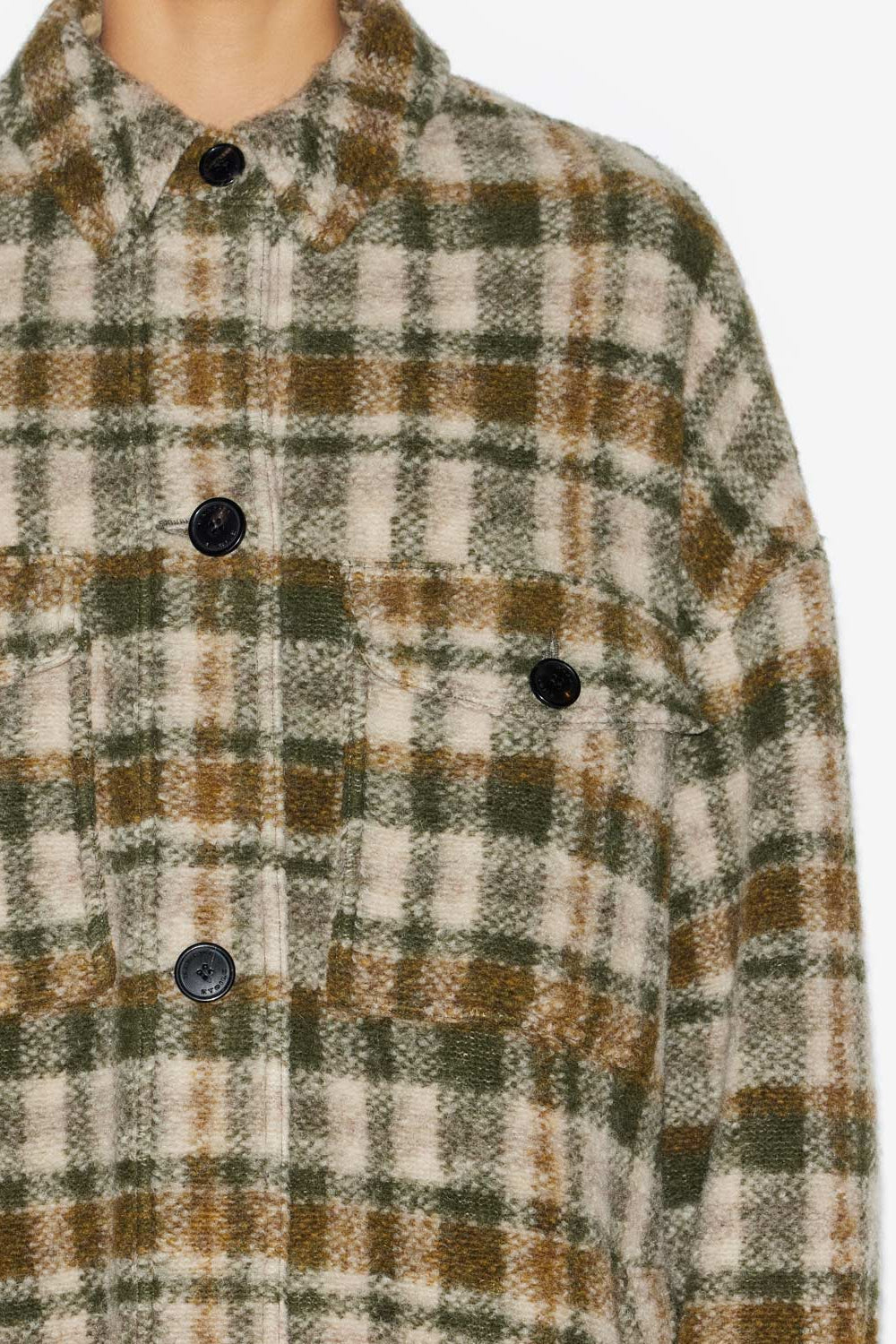Fontizi long checkered wool blend coat - Khaki-ecru - Woman - 3