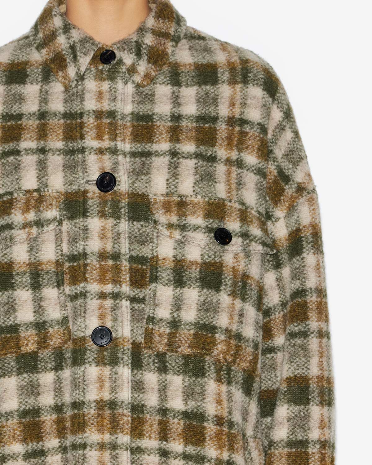 Abrigo largo fontini de mezcla de lana a cuadros - Khaki-ecru - Woman - 2