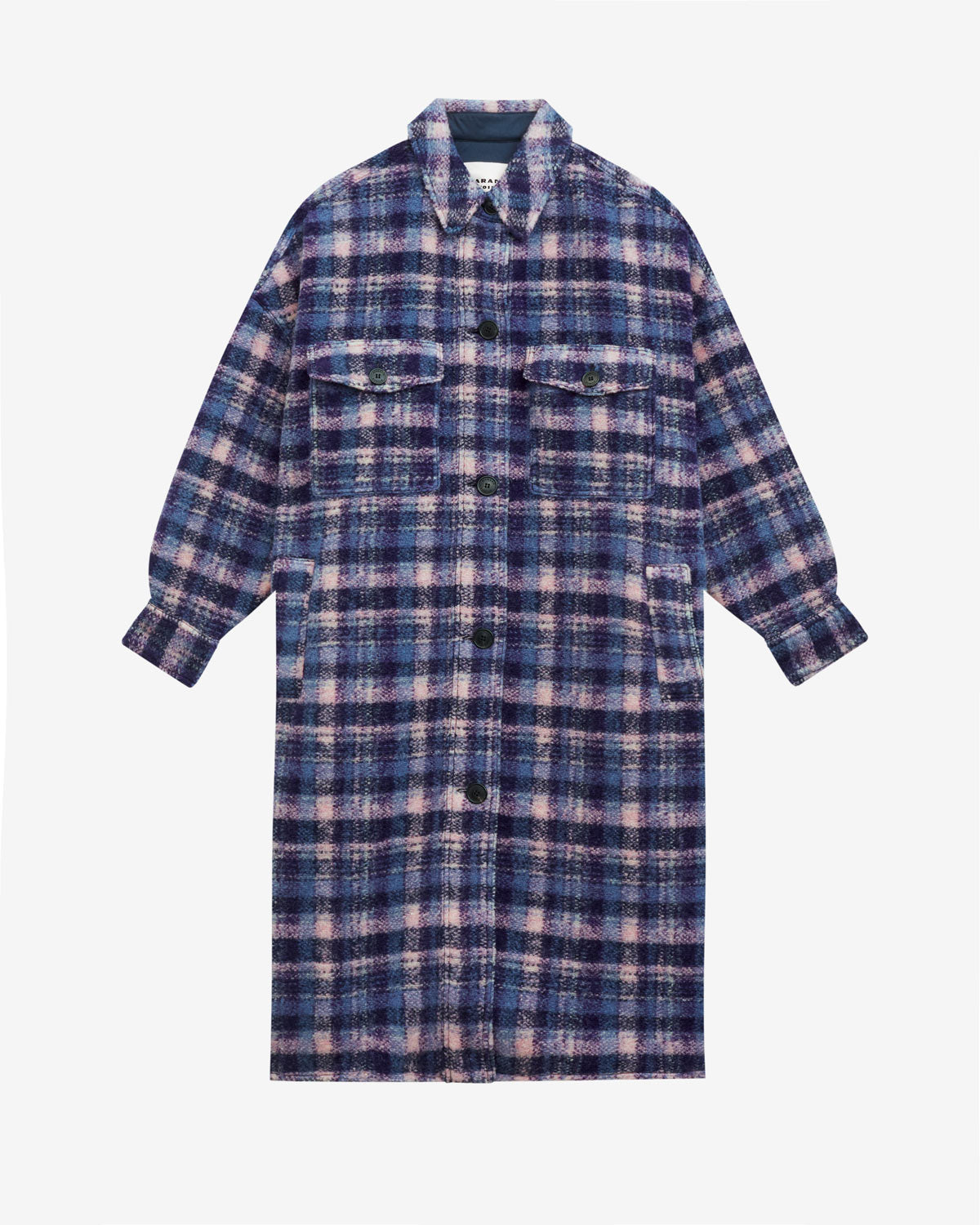 Fontizi チェック柄混合ウール ロングコート - Lilac-navy - Woman - 4