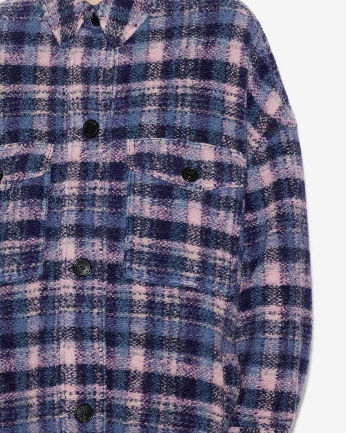 Fontizi チェック柄混合ウール ロングコート - Lilac-navy - Woman - 2