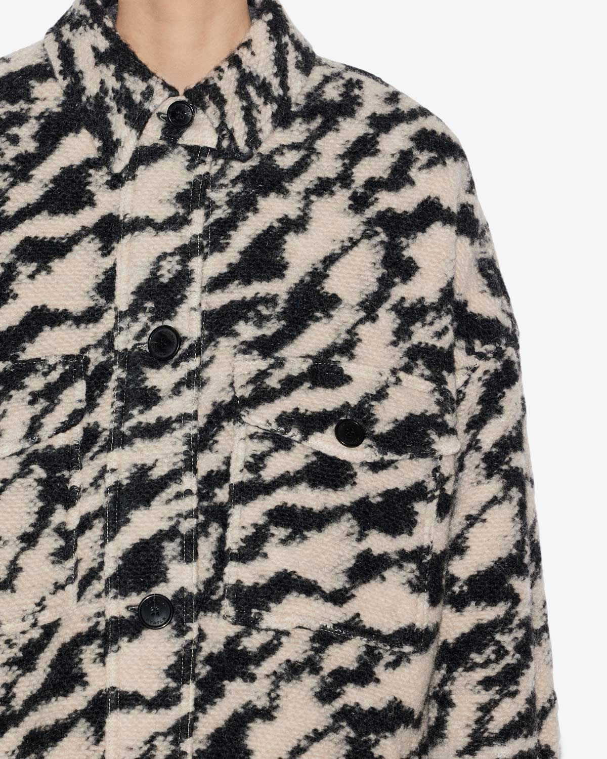Fontizi long wool blend coat with a zebra pattern - Black-beige - Woman - 2