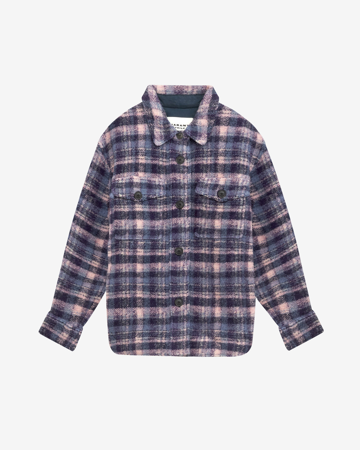 Manteau harveli en laine mélangée à carreaux - Lilas-marine - Woman - 5