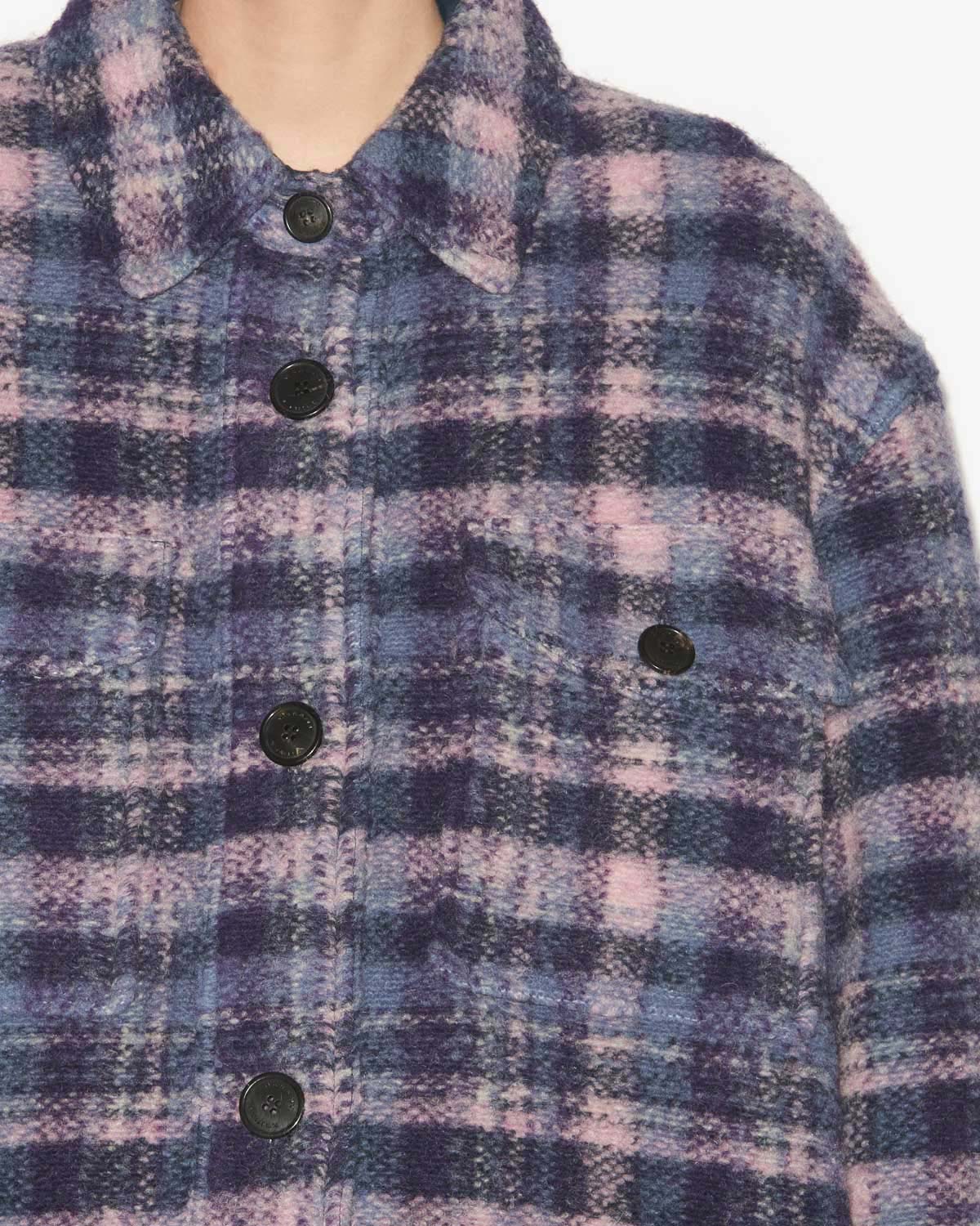 Manteau harveli en laine mélangée à carreaux - Lilas-marine - Woman - 2