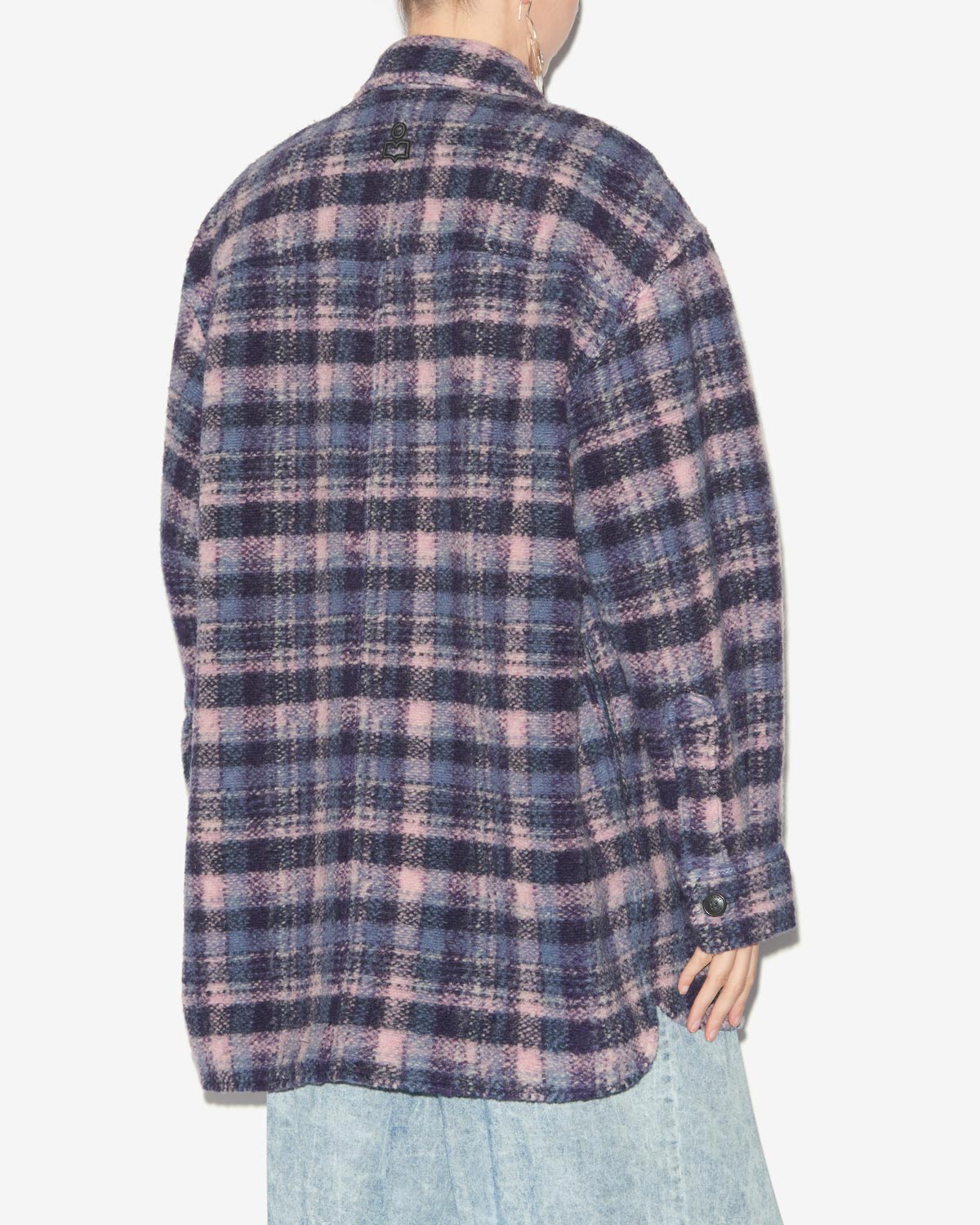 Manteau harveli en laine mélangée à carreaux - Lilas-marine - Woman - 4