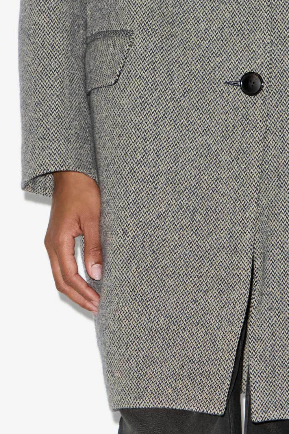 Limiza plain-colored wool blend coat - Black and ecru - Woman - 3