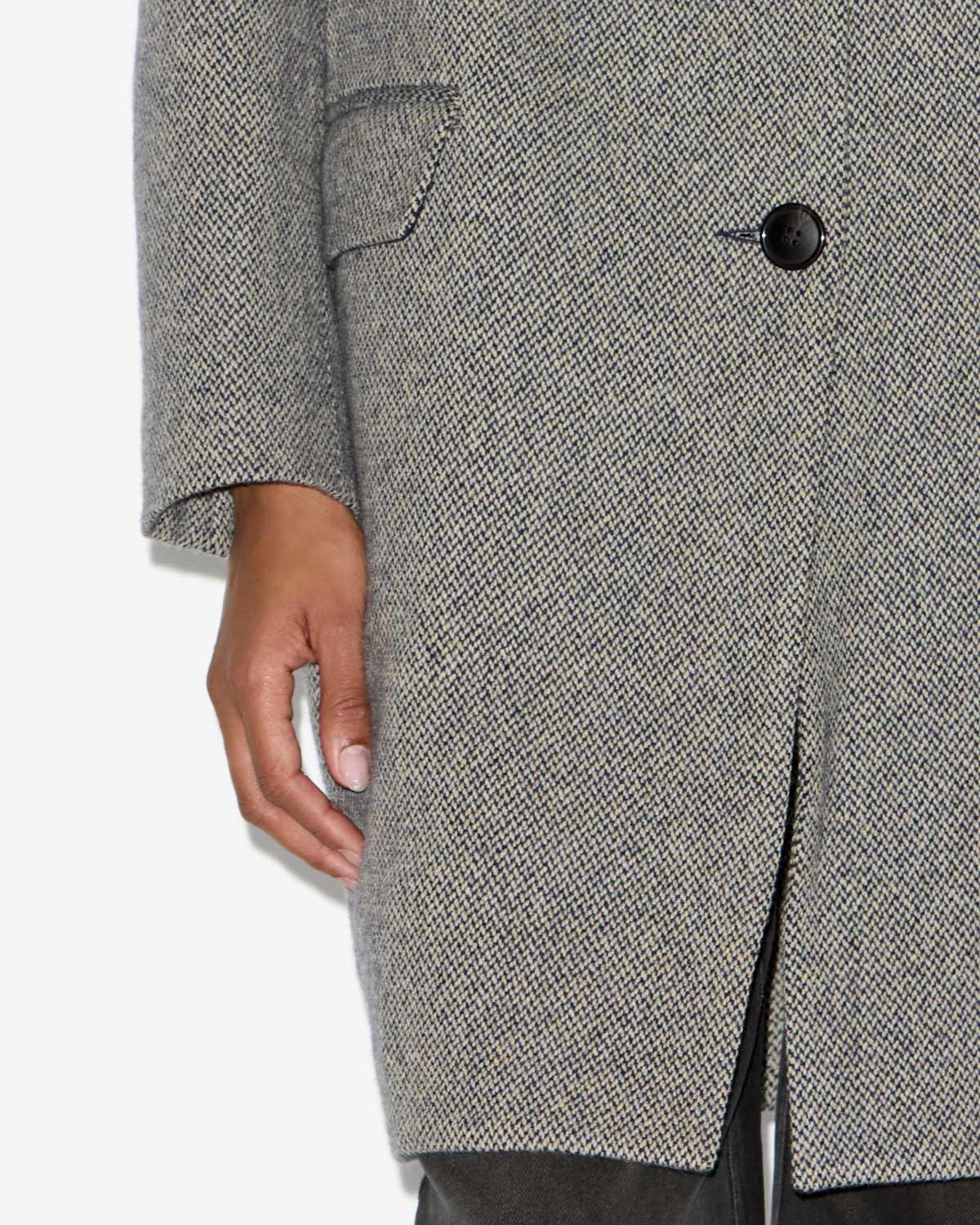 Limiza plain-colored wool blend coat - Black and ecru - Woman - 2