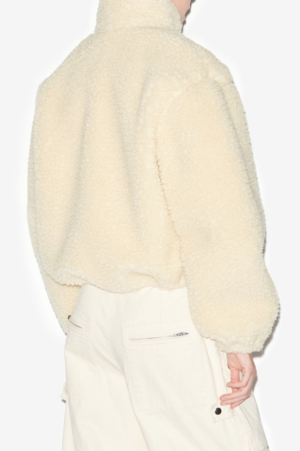 Mackensy short plain-colored shearling style coat - Ecru - Woman - 5
