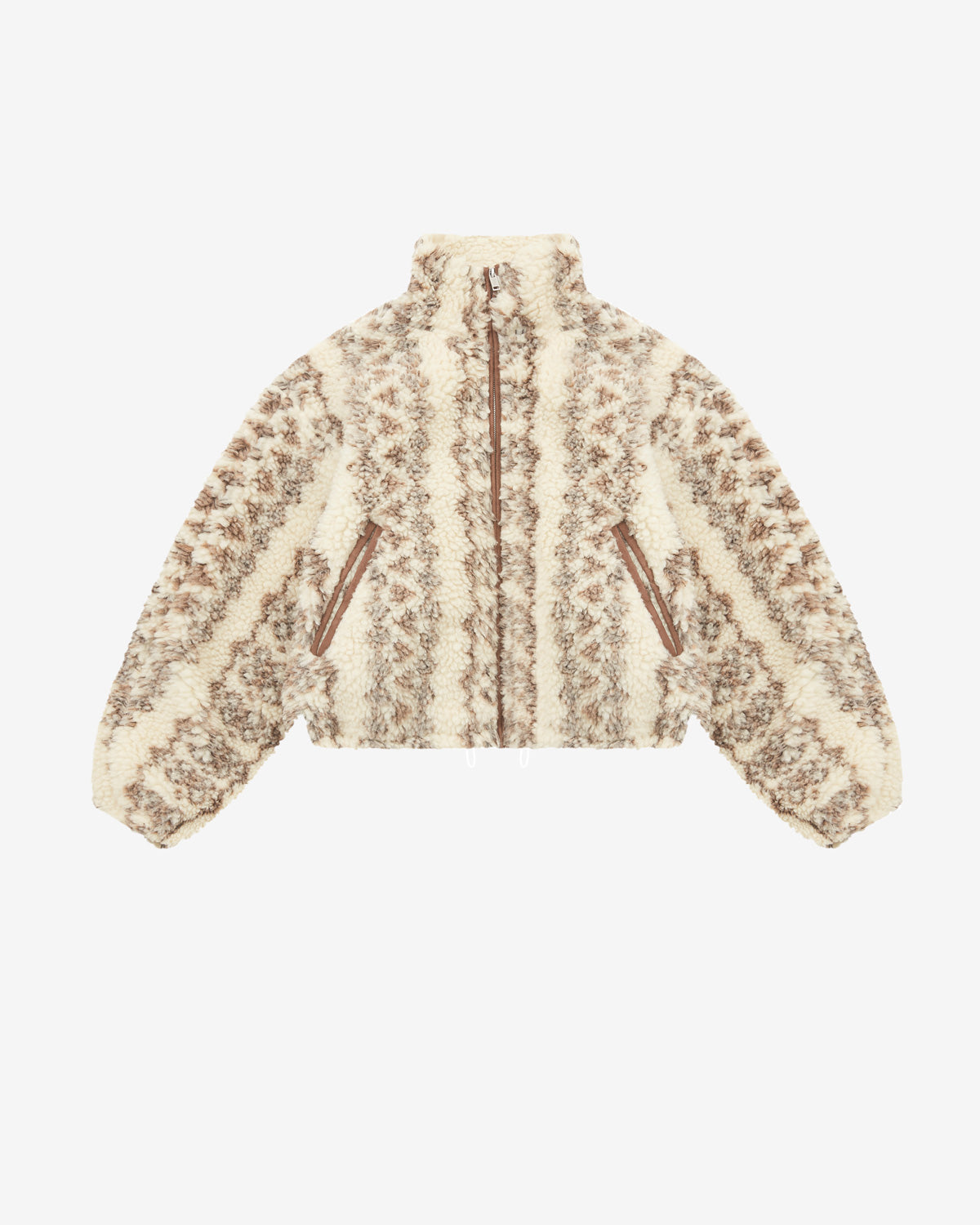 Abrigo corto mackensy efecto borrego estampado - Ecru-brown - Woman - 5