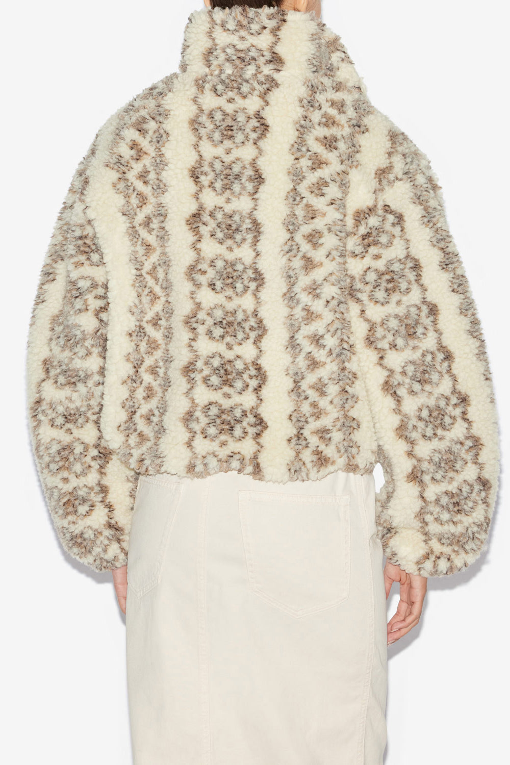 Mackensy short printed shearling style coat - Ecru-brown - Woman - 5